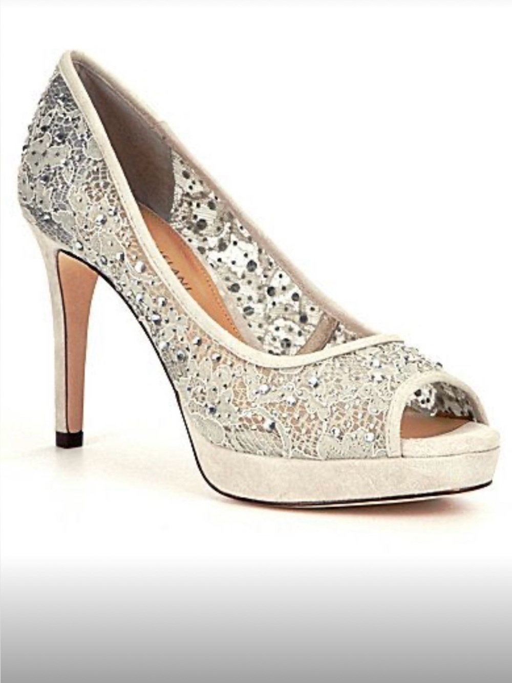 ANTONIO MELANI Eliana Ivory Beaded Peep-Toe Pumps SIZE 8